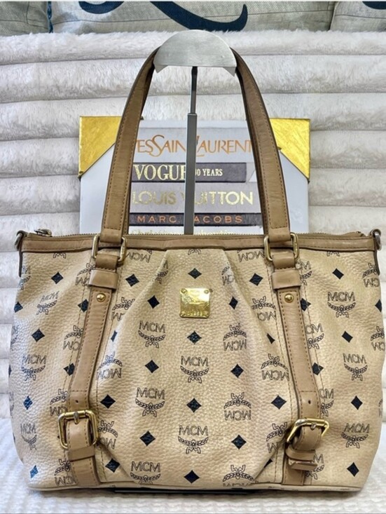 MCM Handbags - MCM Visetos Monogram Tote Bag with Gold Hardware EUC